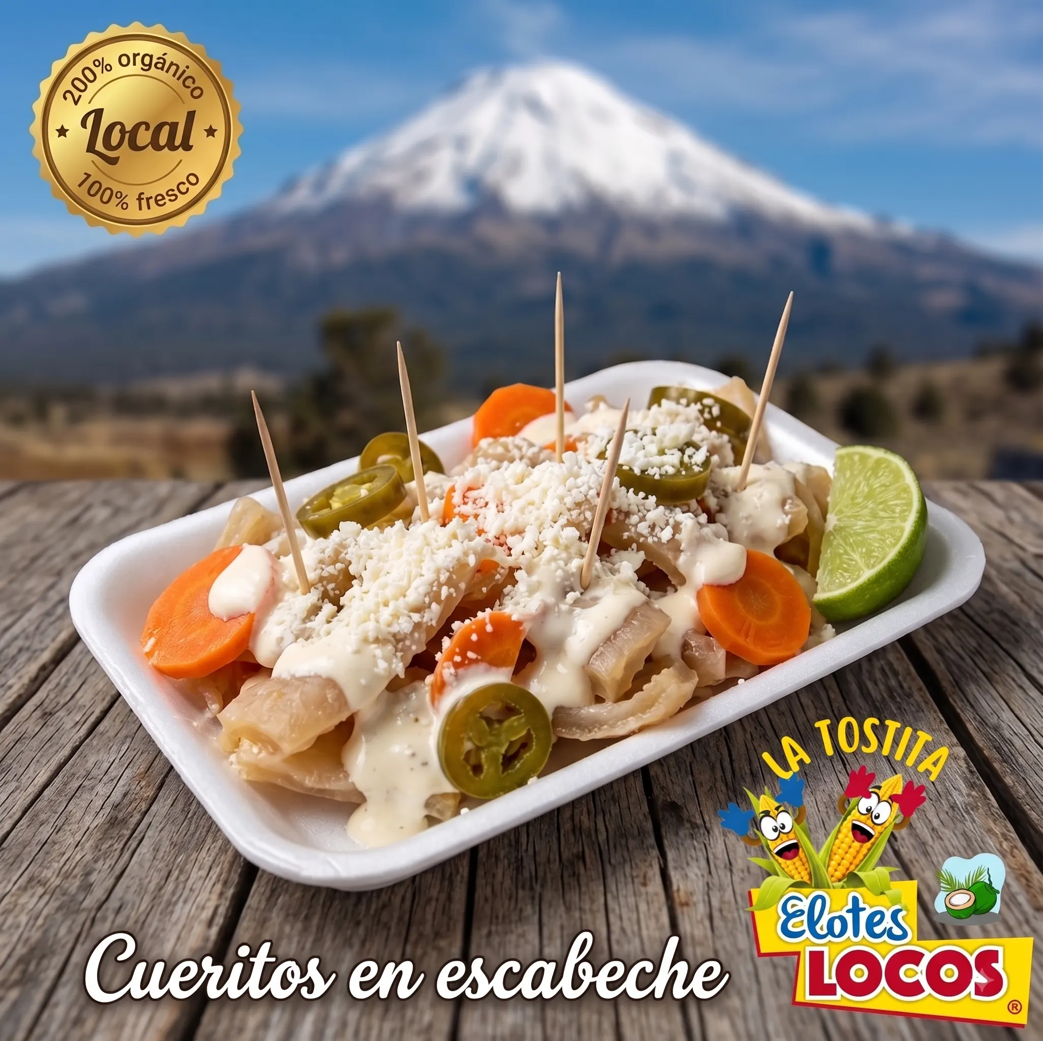 Cueritos en escabeche preparados con chile y salsas.