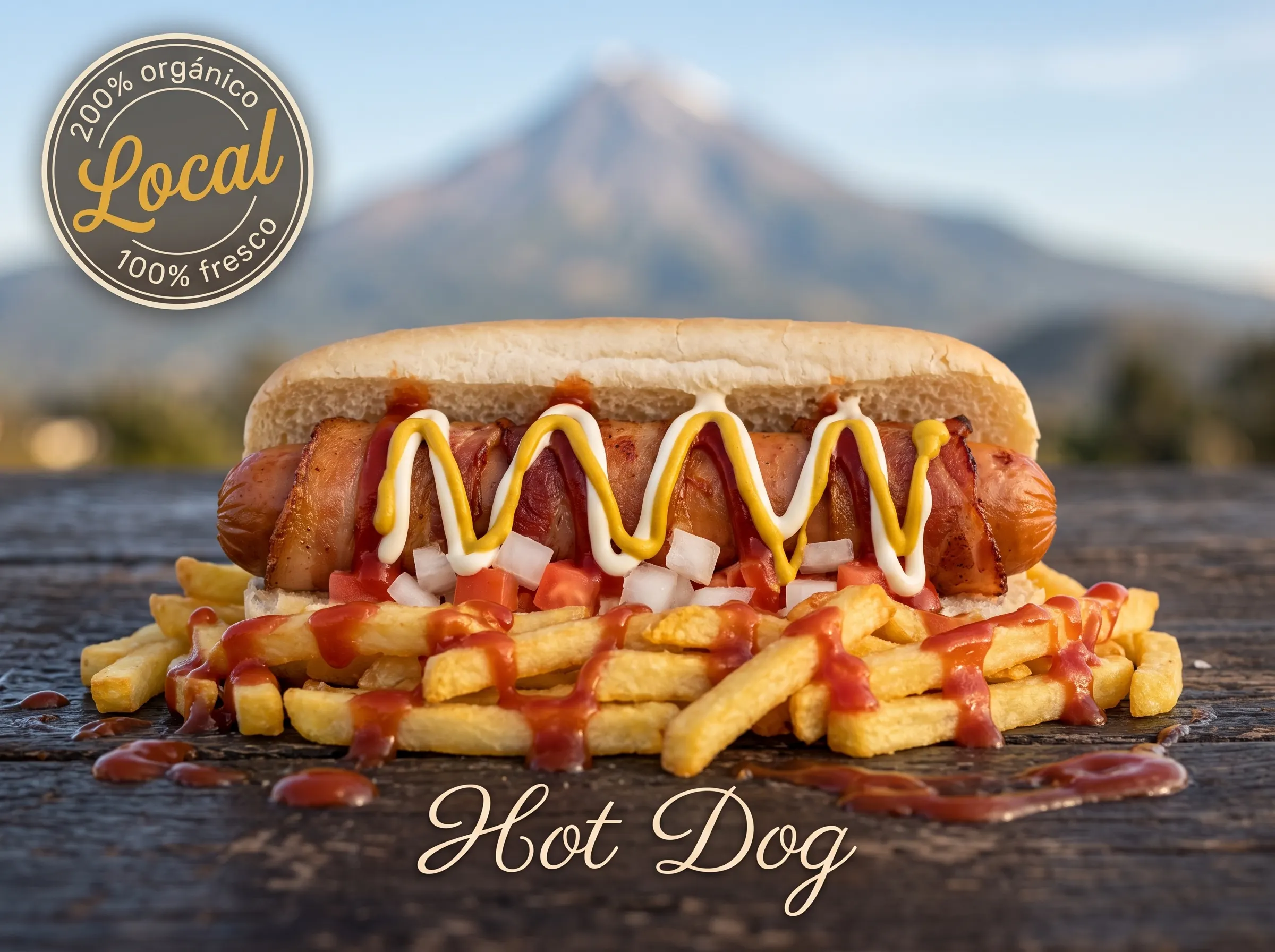 Hotdog individual, listo para servir.