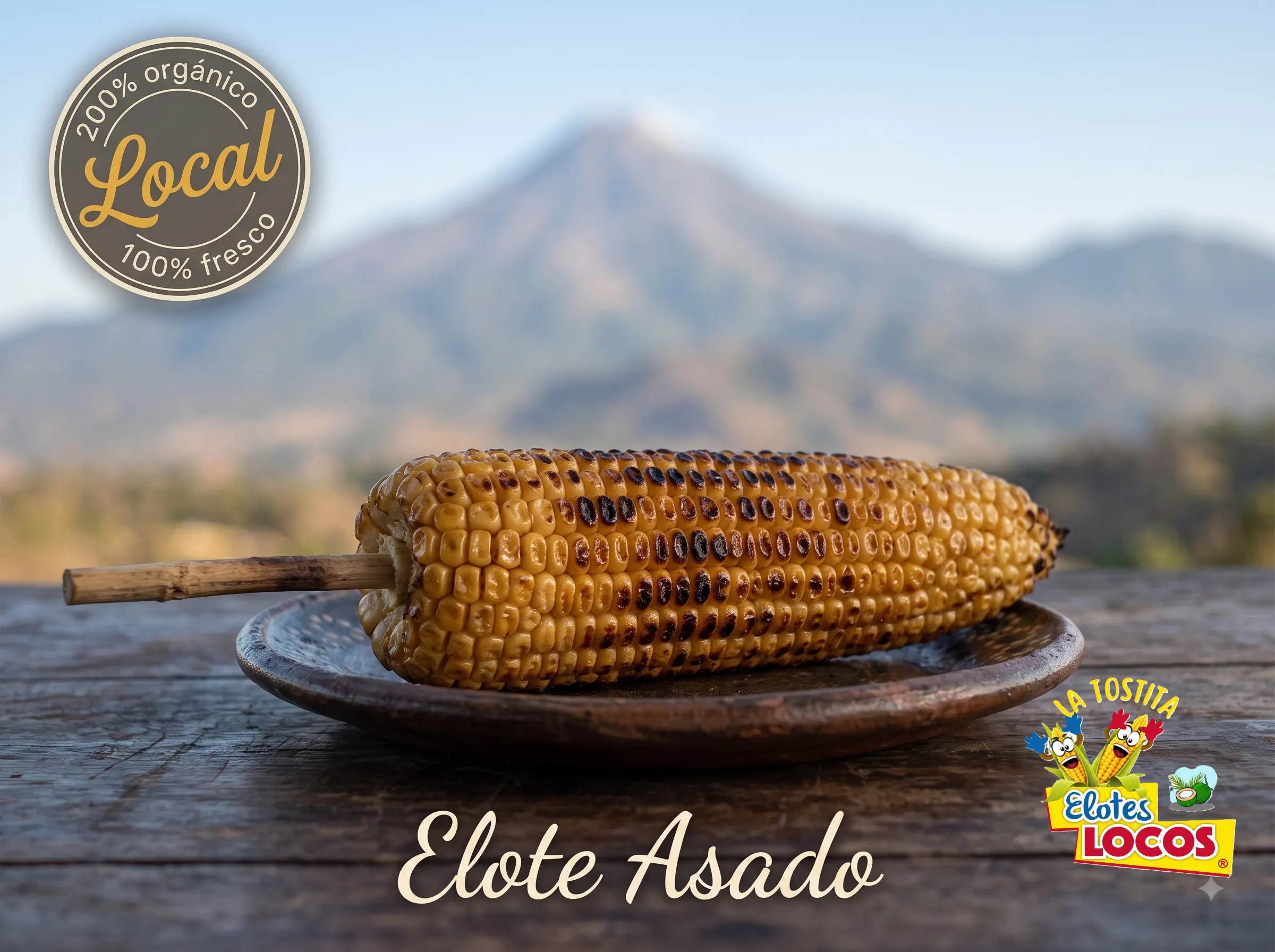 Elote asado cubierto de chile en polvo.
