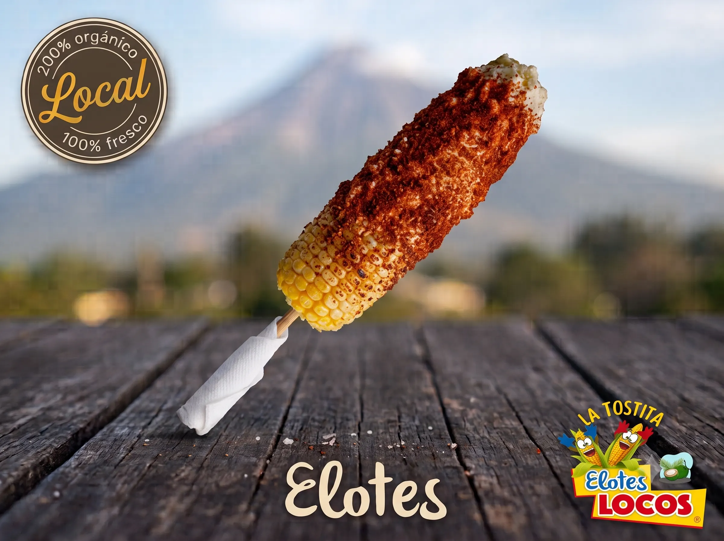 Elote mexicano asado cubierto de chile en polvo.