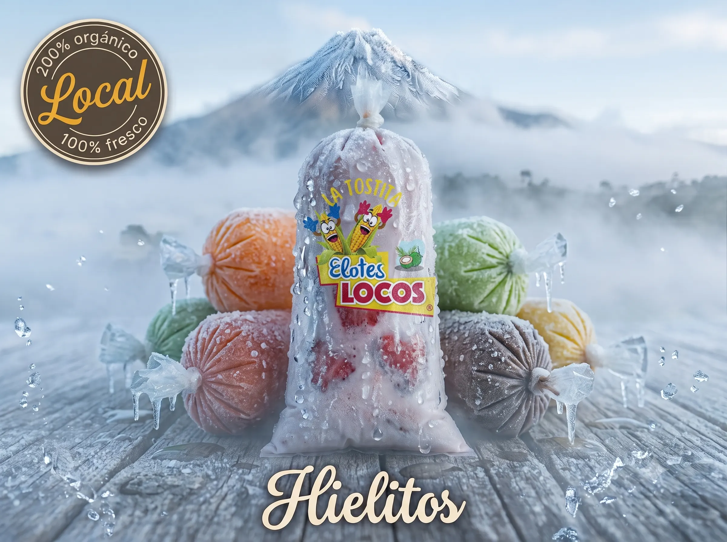 Surtido de hielitos de sabores congelados.