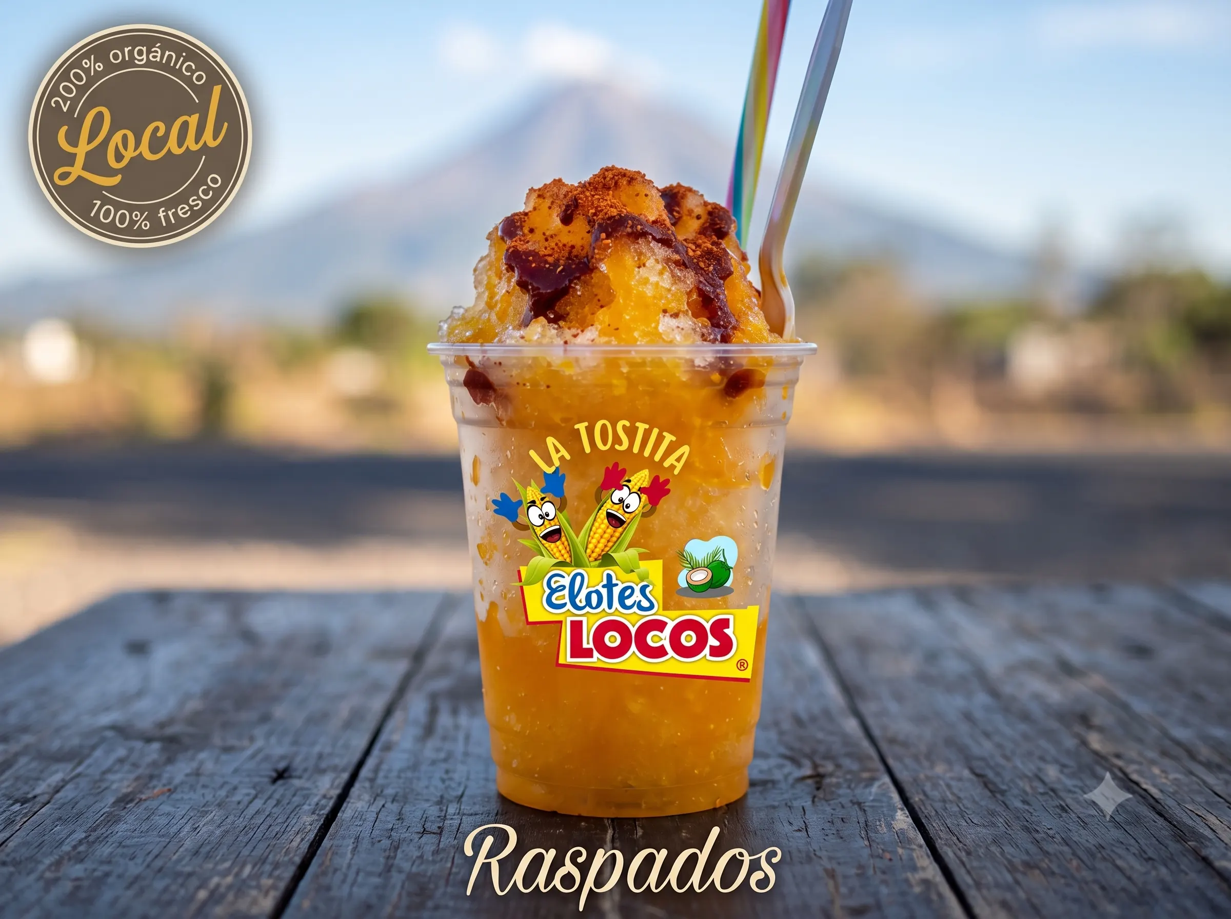 Raspado de mango con chamoy y chile en polvo.